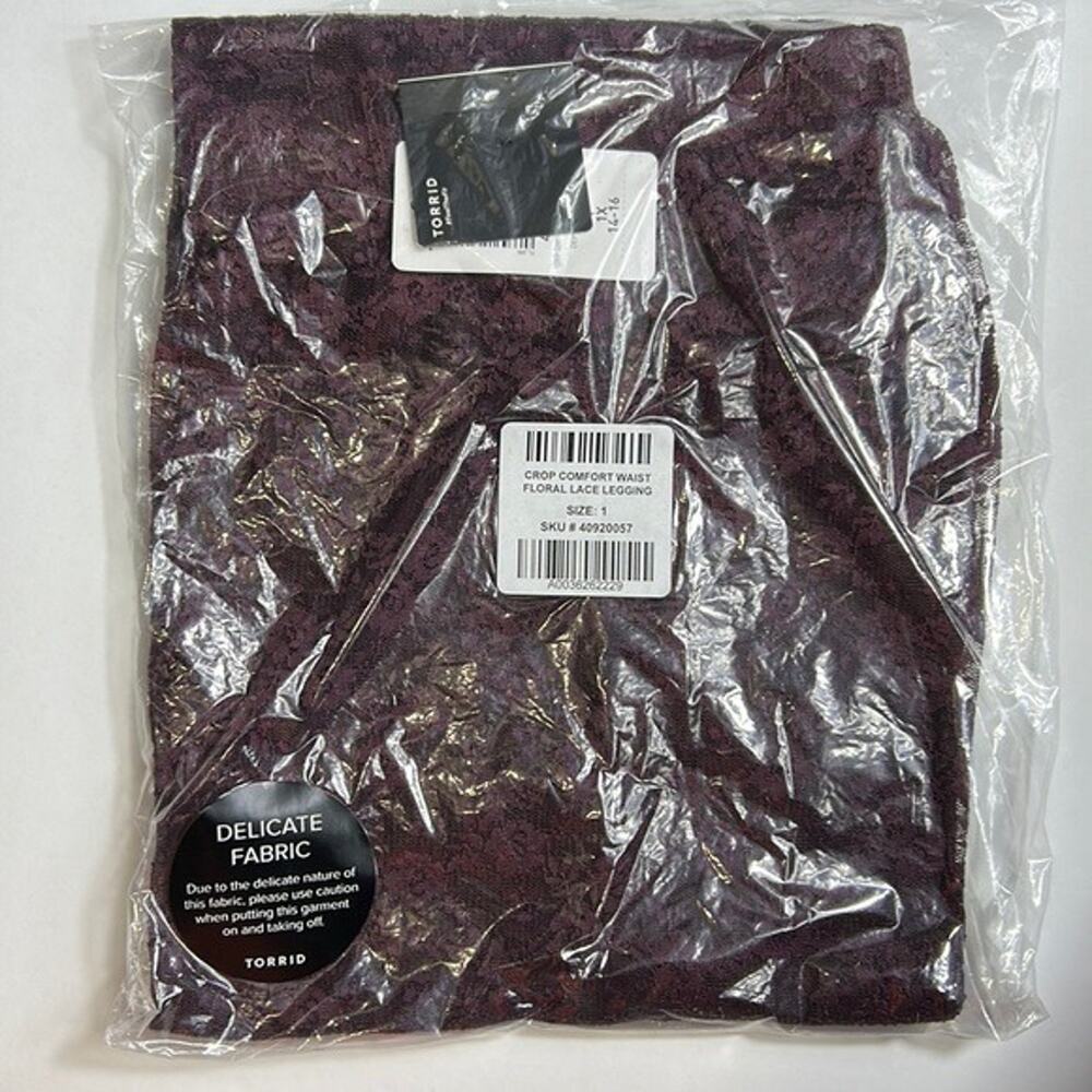 1X Torrid 1 Lace Leggings Plus Floral Wine Mauve NWT Sheer Goth Dark Romance